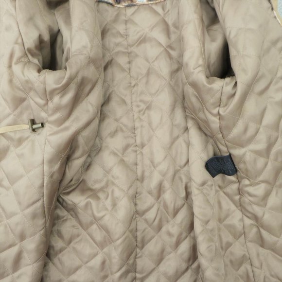 Steve Madden Jacket Cargo Safari Contrasting Faux Leather Sleeves Quilted Hood M - Picture 7 of 9